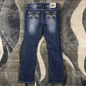 Cello Jeans Womens Size 11 Dark‎ Wash Bootcut Embroidered Back Pocket Denim Y2K